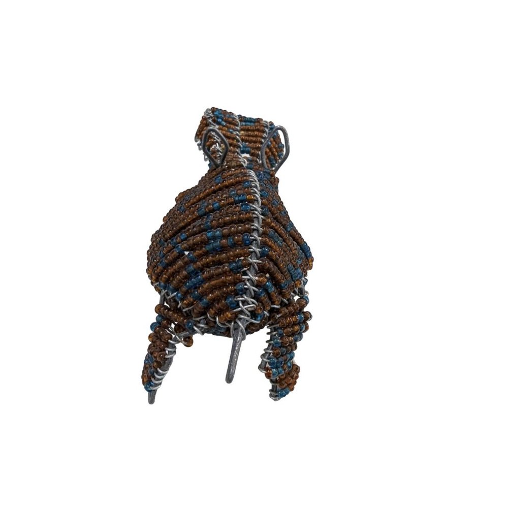 Hippo Sculpture Hippopotomus Bead Wire Beaded So African 5.5" Handcrafted Brown - Picture 6 of 7